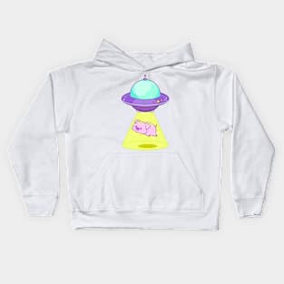 Pig Abduction - Alien Spaceship Kids Hoodie